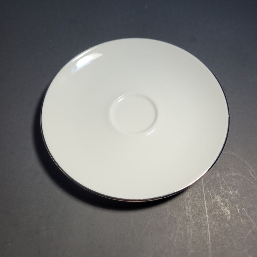 Johann Haviland Bavaria Germany Saucer White Silver Rim 6" set of 4